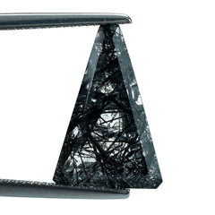 BLACK RUTILE QUARTZ SUPPER BUBBLE TRAPEZOID (DES#119) 18X12MM 8.71 Cts.