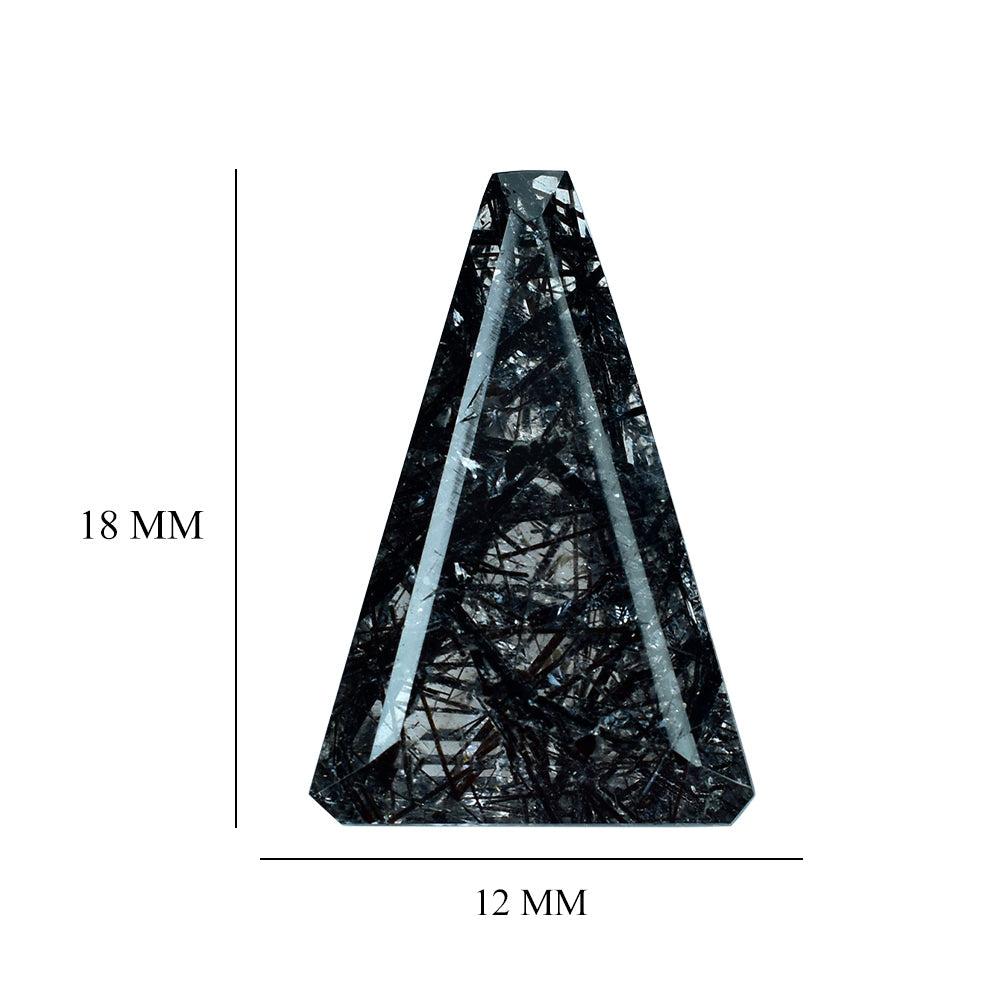 BLACK RUTILE QUARTZ SUPPER BUBBLE TRAPEZOID (DES#119) 18X12MM 8.71 Cts.