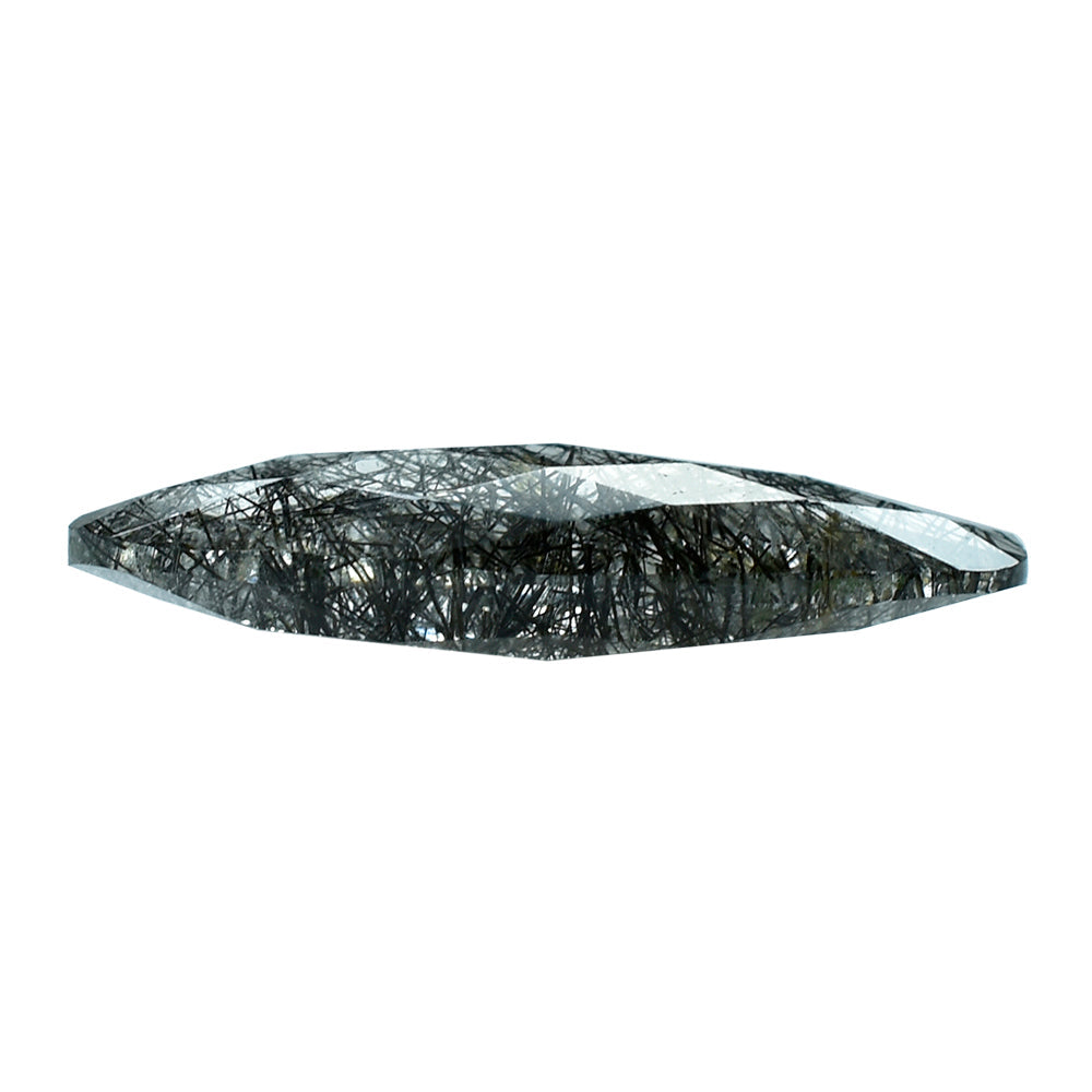 BLACK RUTILE QUARTZ BRIOLETTE OVAL 25X10MM 8.50 Cts.