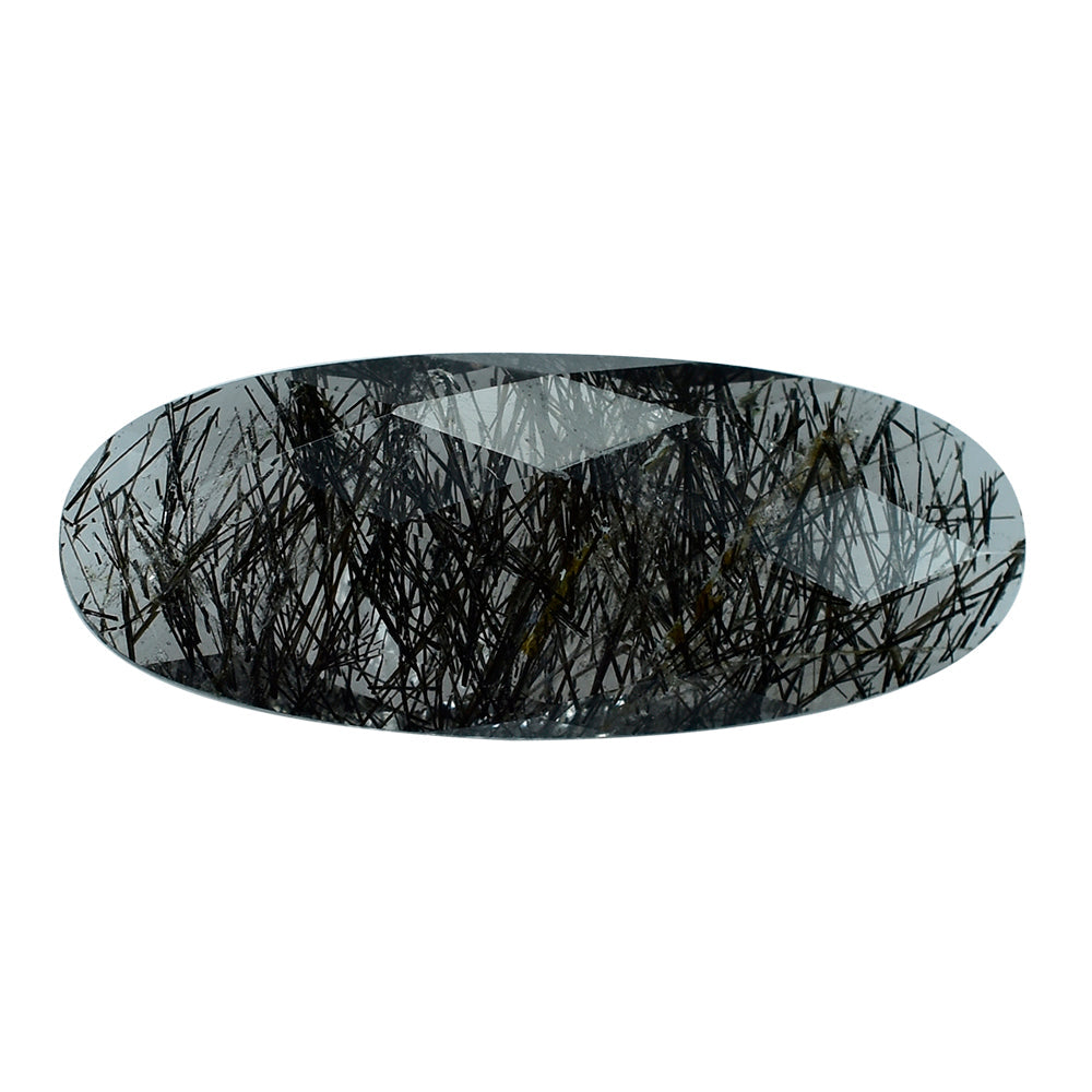 BLACK RUTILE QUARTZ BRIOLETTE OVAL 25X10MM 8.50 Cts.