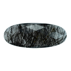 BLACK RUTILE QUARTZ BRIOLETTE OVAL 25X10MM 8.50 Cts.