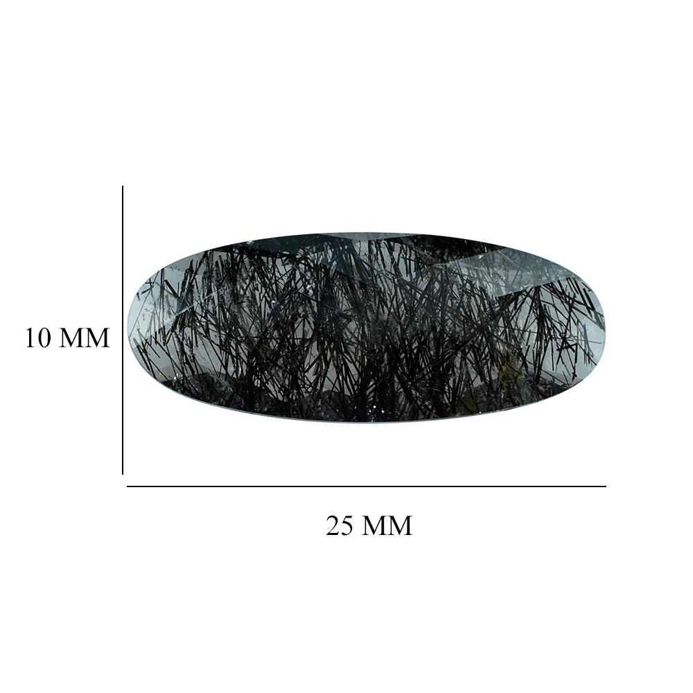 BLACK RUTILE QUARTZ BRIOLETTE OVAL 25X10MM 8.50 Cts.