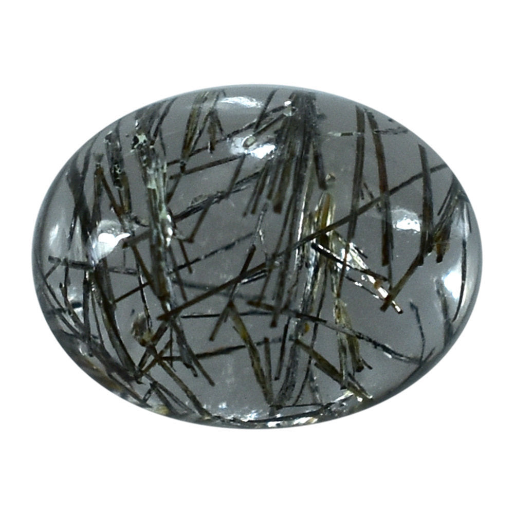 BLACK RUTILE QUARTZ OVAL CAB 8X6MM (BLACK/SI) 1.17 Cts.