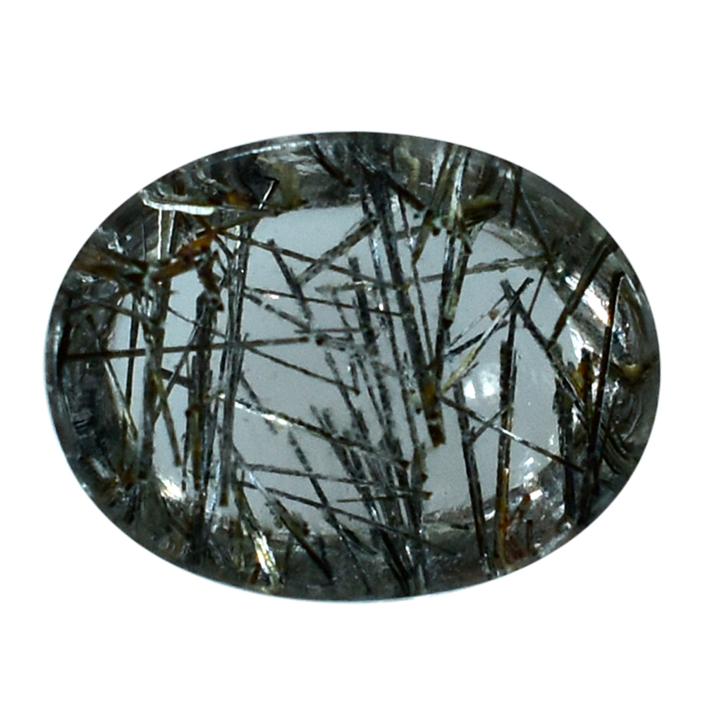 BLACK RUTILE QUARTZ OVAL CAB 8X6MM (BLACK/SI) 1.17 Cts.