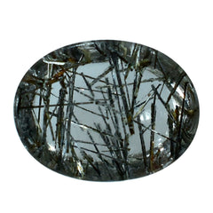 BLACK RUTILE QUARTZ OVAL CAB 8X6MM (BLACK/SI) 1.17 Cts.