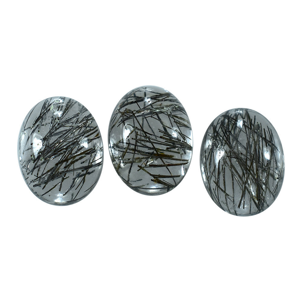 BLACK RUTILE QUARTZ OVAL CAB 8X6MM (BLACK/SI) 1.17 Cts.