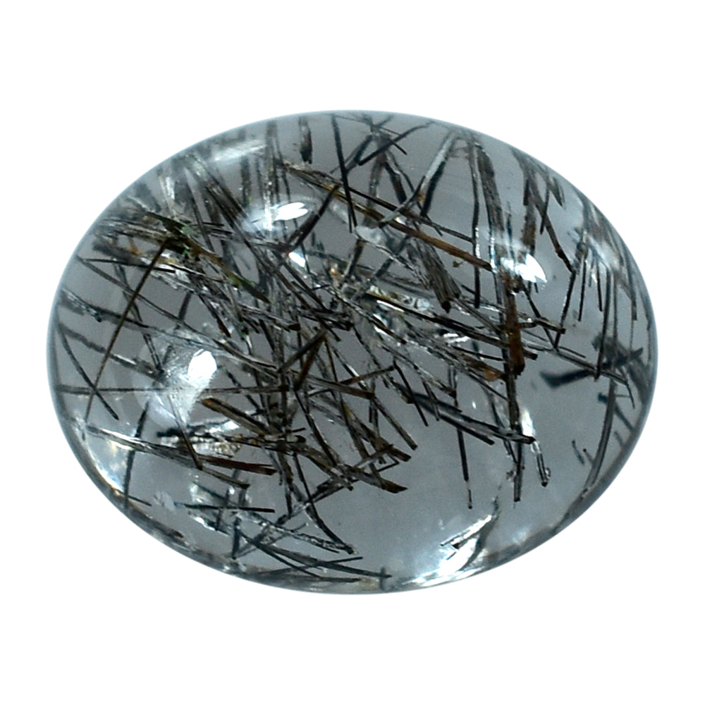 BLACK RUTILE QUARTZ OVAL CAB 10X8MM (BLACK/SI) 2.40 Cts.