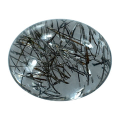 BLACK RUTILE QUARTZ OVAL CAB 10X8MM (BLACK/SI) 2.40 Cts.