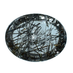 BLACK RUTILE QUARTZ OVAL CAB 10X8MM (BLACK/SI) 2.40 Cts.