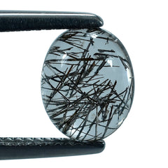 BLACK RUTILE QUARTZ OVAL CAB 10X8MM (BLACK/SI) 2.40 Cts.