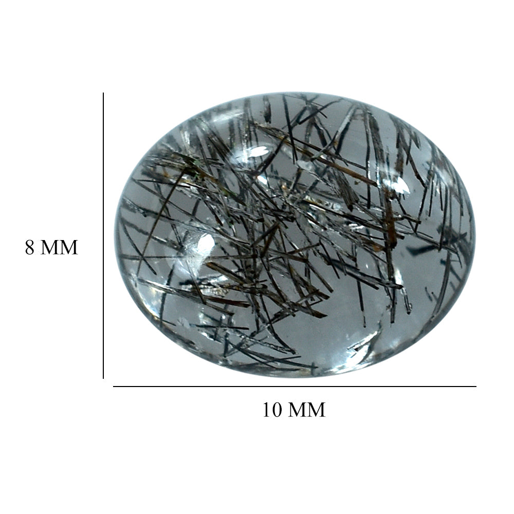 BLACK RUTILE QUARTZ OVAL CAB 10X8MM (BLACK/SI) 2.40 Cts.