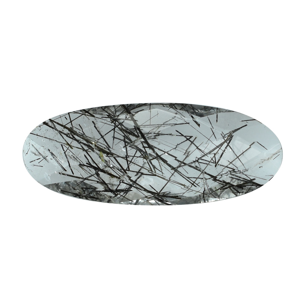 BLACK RUTILE QUARTZ BRIOLETTE OVAL 25X10MM 8.70 Cts.