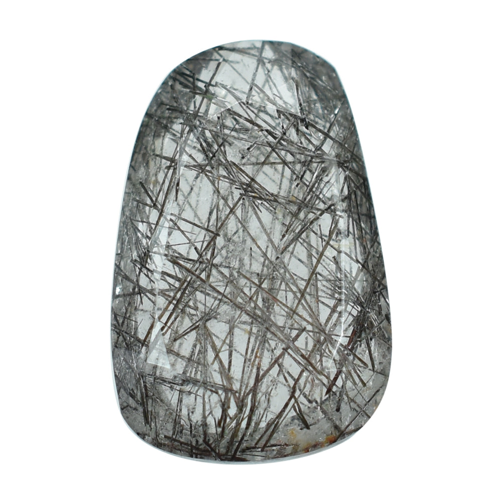BLACK RUTILE QUARTZ BRIOLETTE OVAL 25X10MM 8.70 Cts.