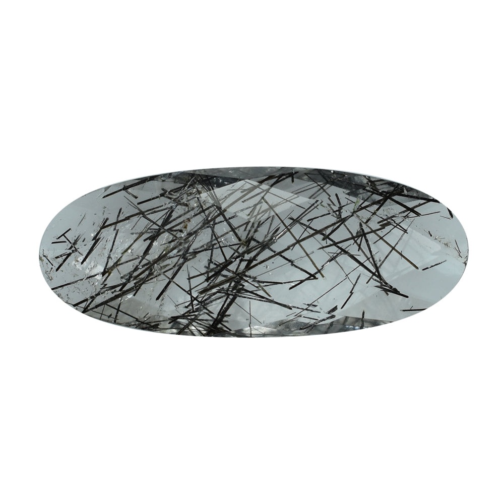 BLACK RUTILE QUARTZ BRIOLETTE OVAL 25X10MM 8.70 Cts.