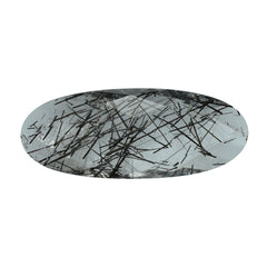 BLACK RUTILE QUARTZ BRIOLETTE OVAL 25X10MM 8.70 Cts.