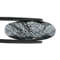 BLACK RUTILE QUARTZ BRIOLETTE OVAL 25X10MM 8.70 Cts.