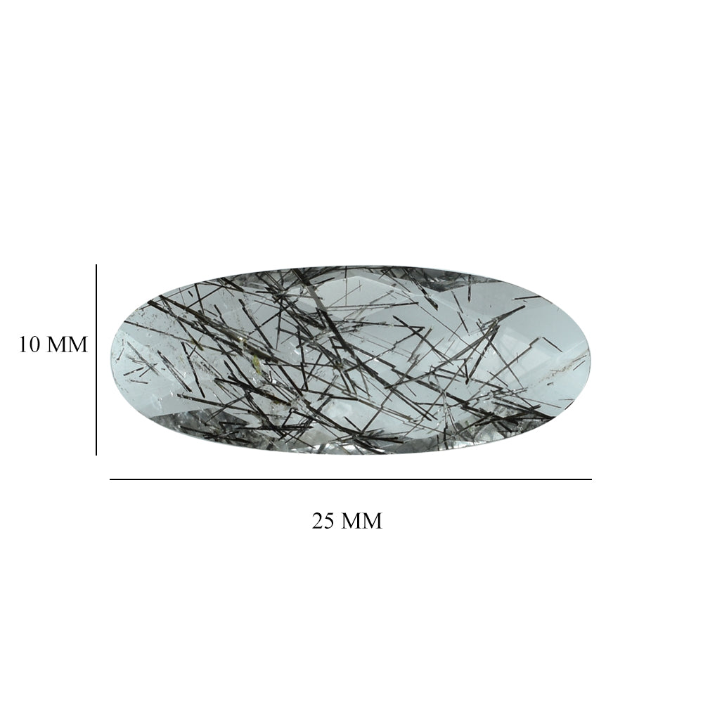 BLACK RUTILE QUARTZ BRIOLETTE OVAL 25X10MM 8.70 Cts.