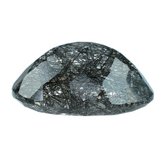 BLACK RUTILE QUARTZ CUT OVAL 16X12MM 8.24 Cts.