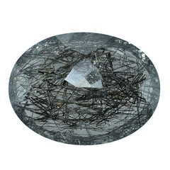BLACK RUTILE QUARTZ CUT OVAL 16X12MM 8.24 Cts.