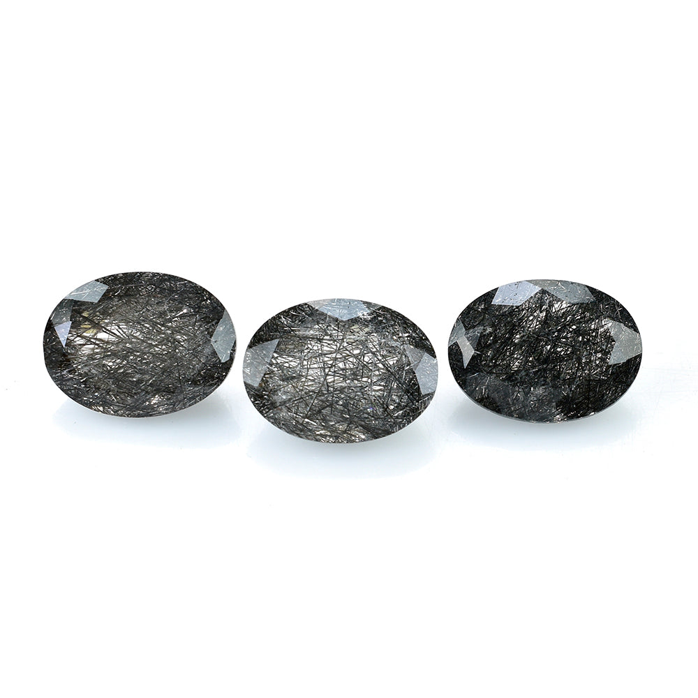 BLACK RUTILE QUARTZ CUT OVAL 16X12MM 8.24 Cts.