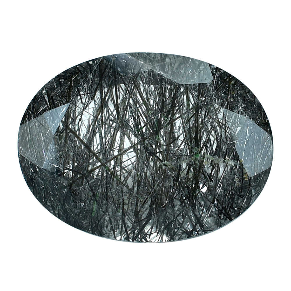 BLACK RUTILE QUARTZ CUT OVAL 16.40X12.40MM 8.24 Cts.