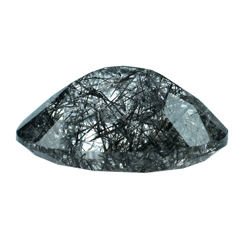 BLACK RUTILE QUARTZ CUT OVAL 16.40X12.40MM 8.24 Cts.