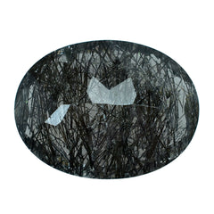 BLACK RUTILE QUARTZ CUT OVAL 16.40X12.40MM 8.24 Cts.