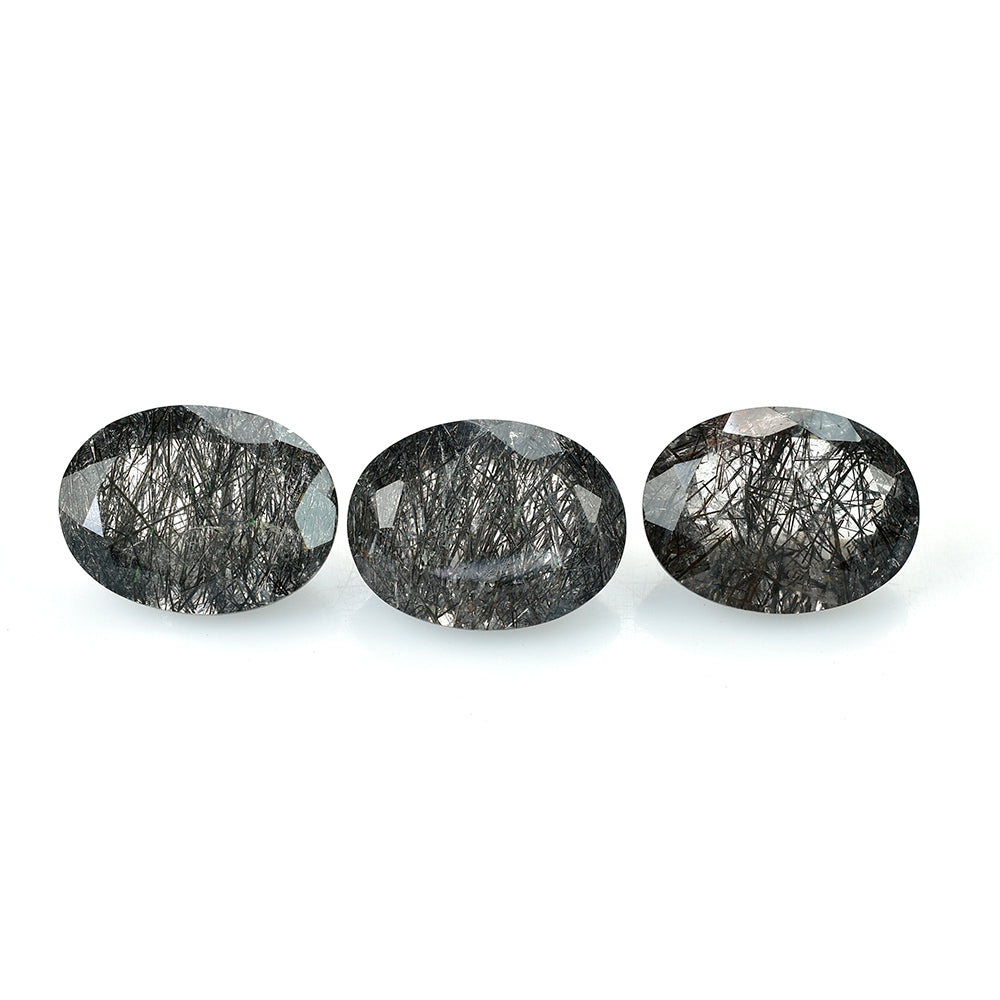 BLACK RUTILE QUARTZ CUT OVAL 16.40X12.40MM 8.24 Cts.