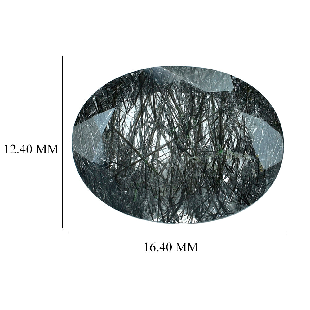 BLACK RUTILE QUARTZ CUT OVAL 16.40X12.40MM 8.24 Cts.