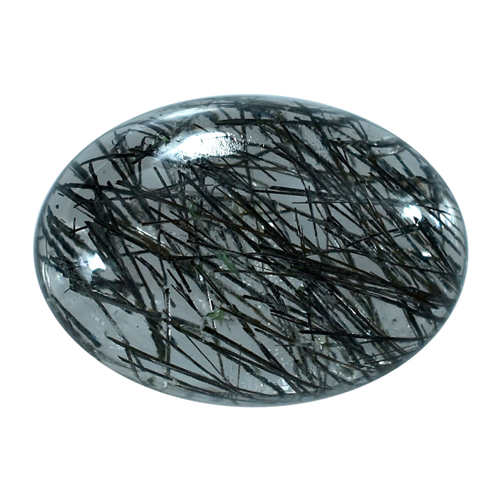 BLACK RUTILE QUARTZ OVAL CAB 14X10MM 5.02 Cts.