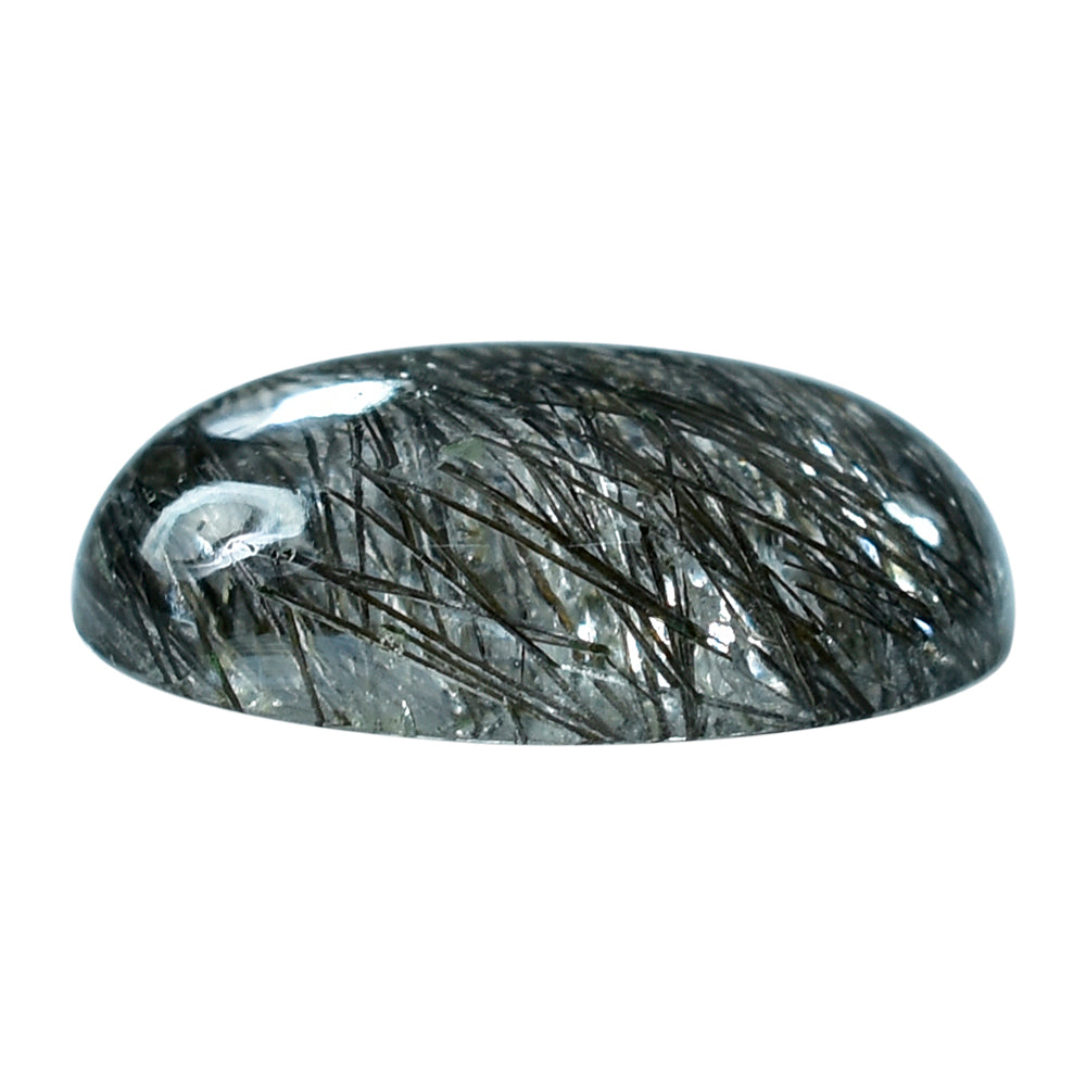 BLACK RUTILE QUARTZ OVAL CAB 14X10MM 5.02 Cts.