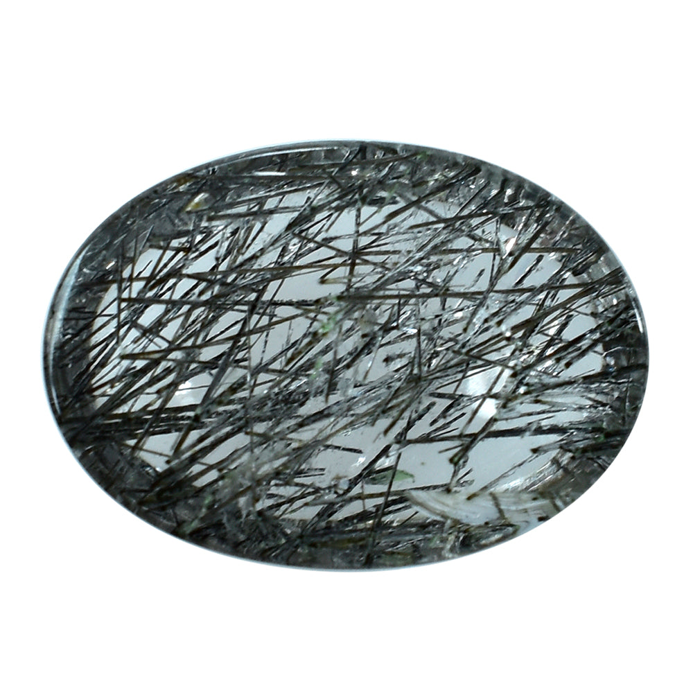 BLACK RUTILE QUARTZ OVAL CAB 14X10MM 5.02 Cts.