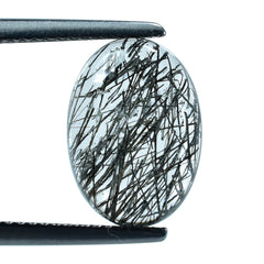 BLACK RUTILE QUARTZ OVAL CAB 14X10MM 5.02 Cts.