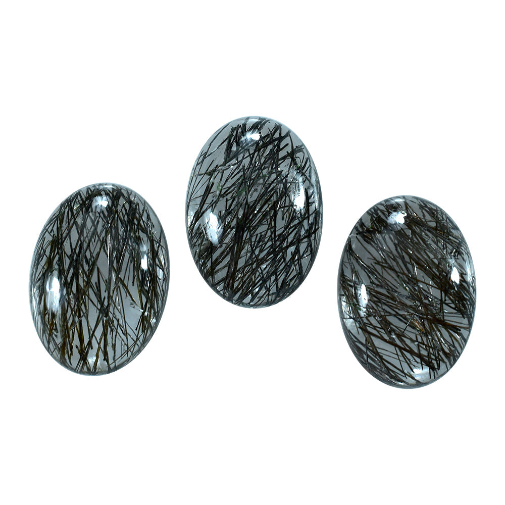 BLACK RUTILE QUARTZ OVAL CAB 14X10MM 5.02 Cts.