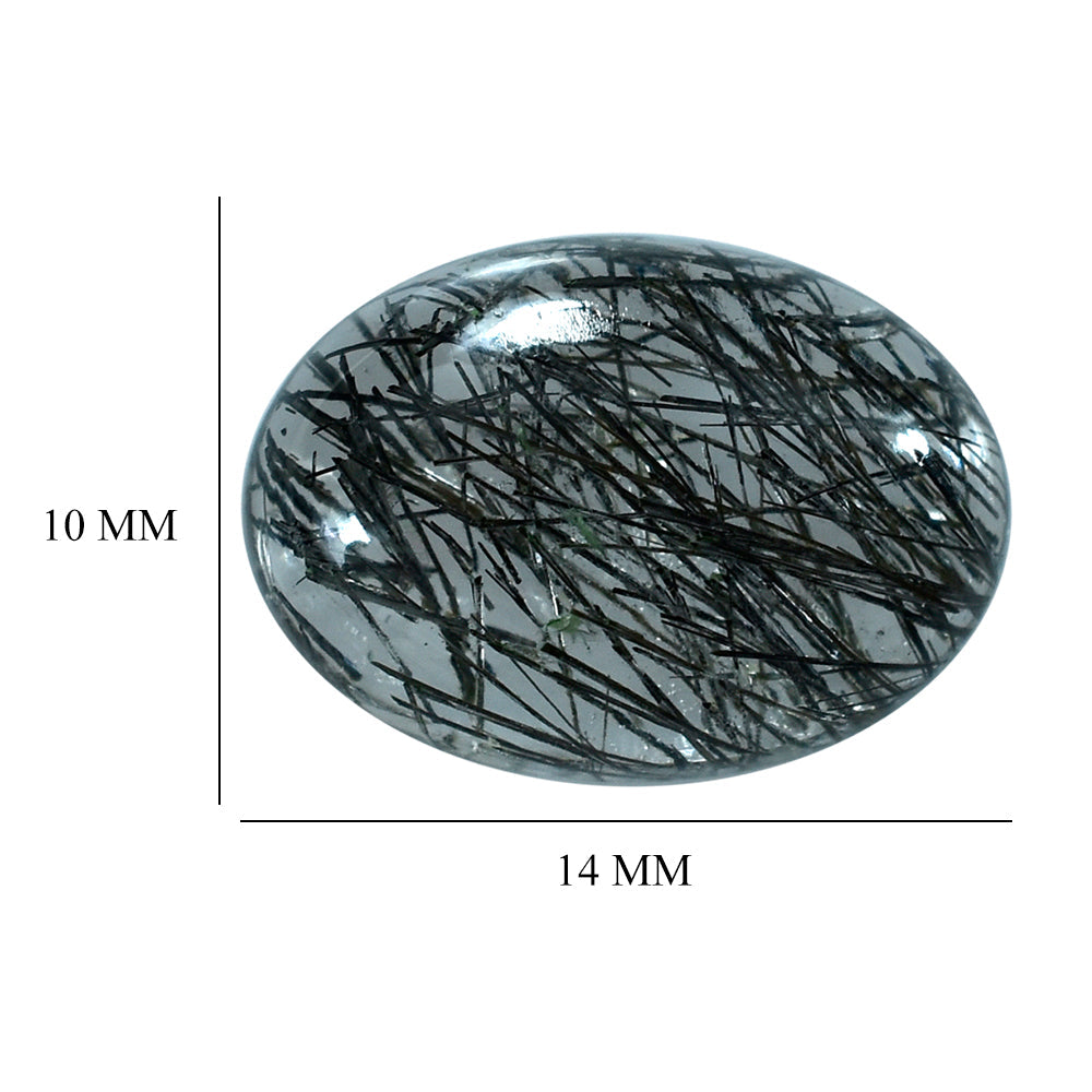 BLACK RUTILE QUARTZ OVAL CAB 14X10MM 5.02 Cts.