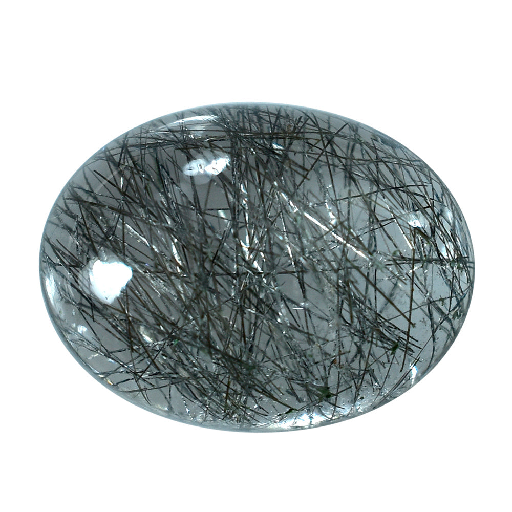 BLACK RUTILE QUARTZ OVAL CAB 16X12MM (BLACK/SI) 9.01 Cts.