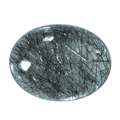 BLACK RUTILE QUARTZ OVAL CAB 16X12MM (BLACK/SI) 9.01 Cts.