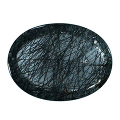 BLACK RUTILE QUARTZ OVAL CAB 16X12MM (BLACK/SI) 9.01 Cts.