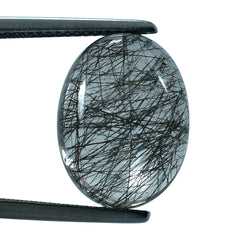 BLACK RUTILE QUARTZ OVAL CAB 16X12MM (BLACK/SI) 9.01 Cts.