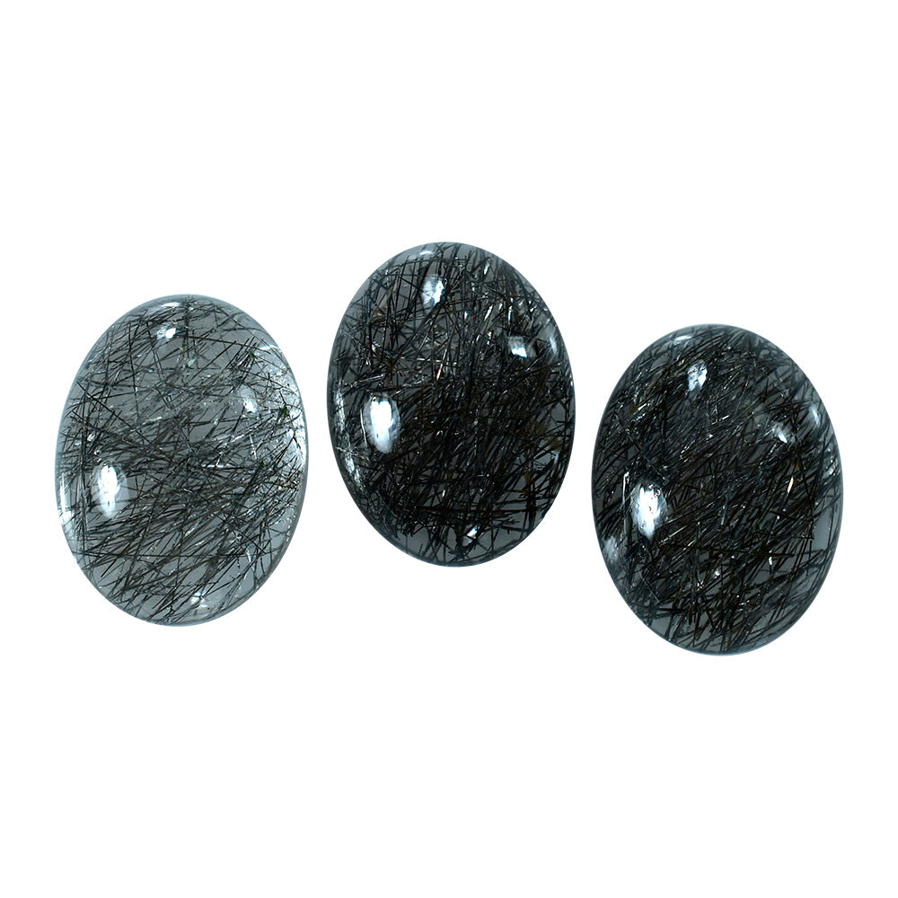 BLACK RUTILE QUARTZ OVAL CAB 16X12MM (BLACK/SI) 9.01 Cts.