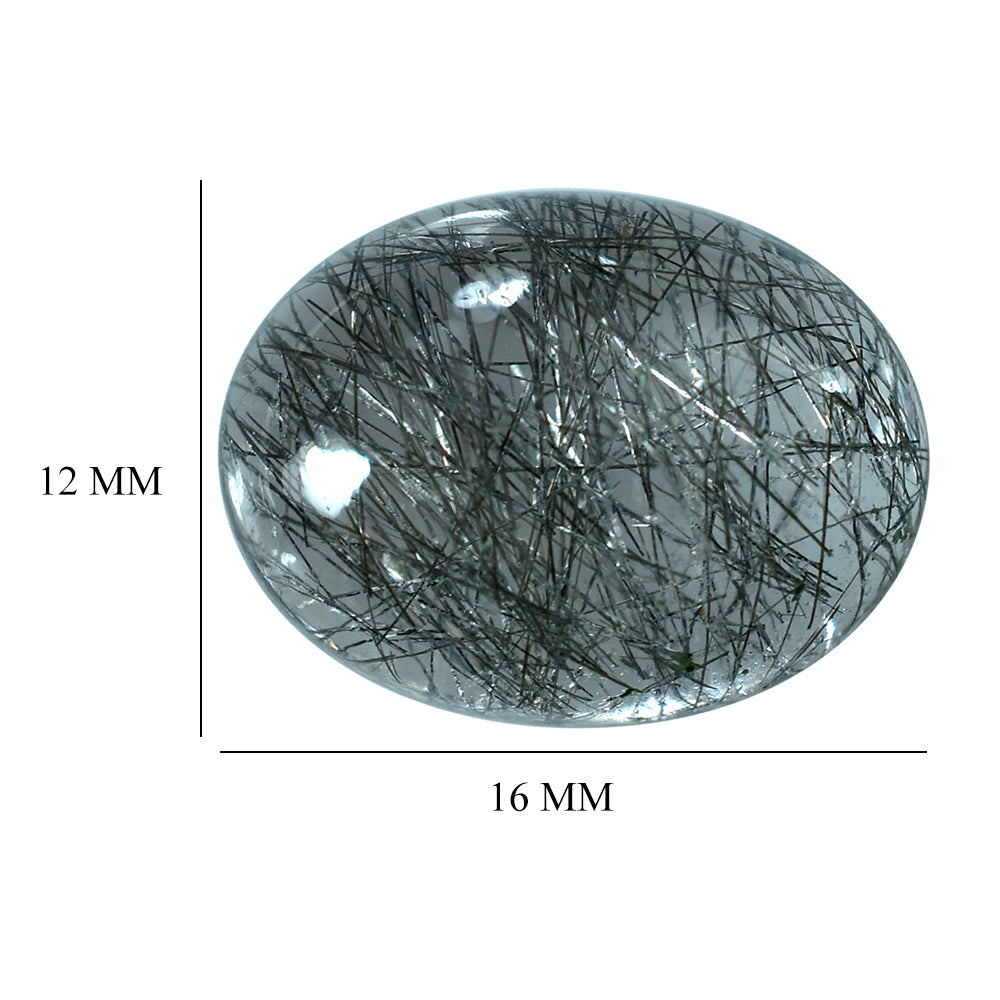 BLACK RUTILE QUARTZ OVAL CAB 16X12MM (BLACK/SI) 9.01 Cts.