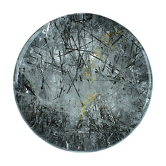 BLACK RUTILE QUARTZ IRREGULAR FACETED ROUND CAB 12MM 7.76 Cts.