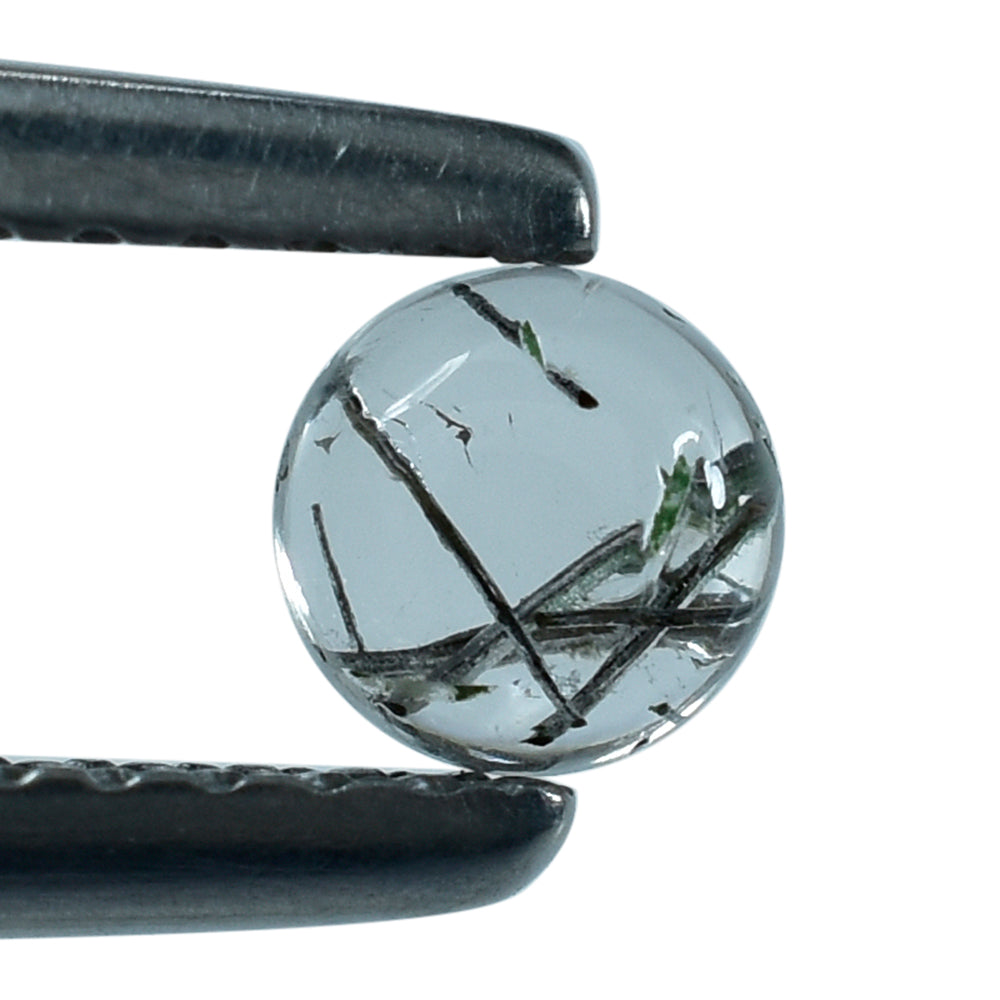 BLACK RUTILE QUARTZ ROUND CAB 4MM 0.26 Cts.