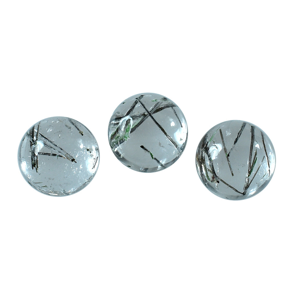 BLACK RUTILE QUARTZ ROUND CAB 4MM 0.26 Cts.