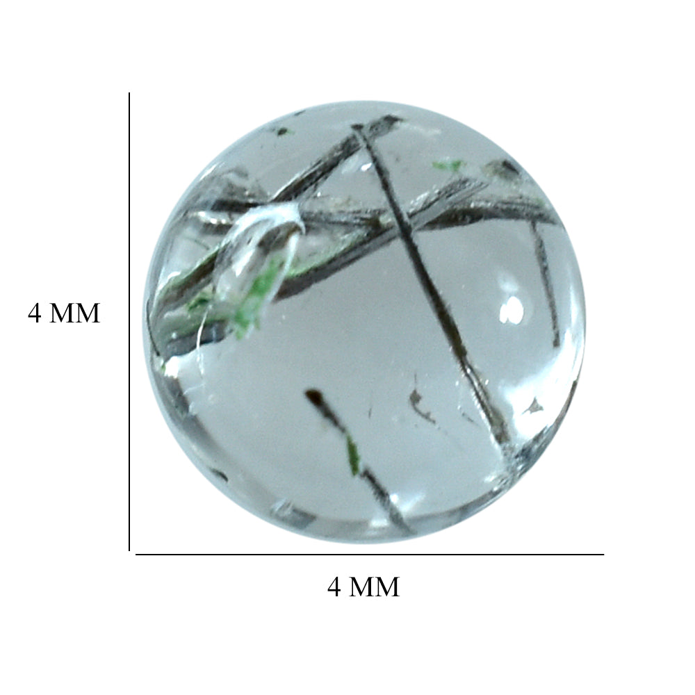 BLACK RUTILE QUARTZ ROUND CAB 4MM 0.26 Cts.