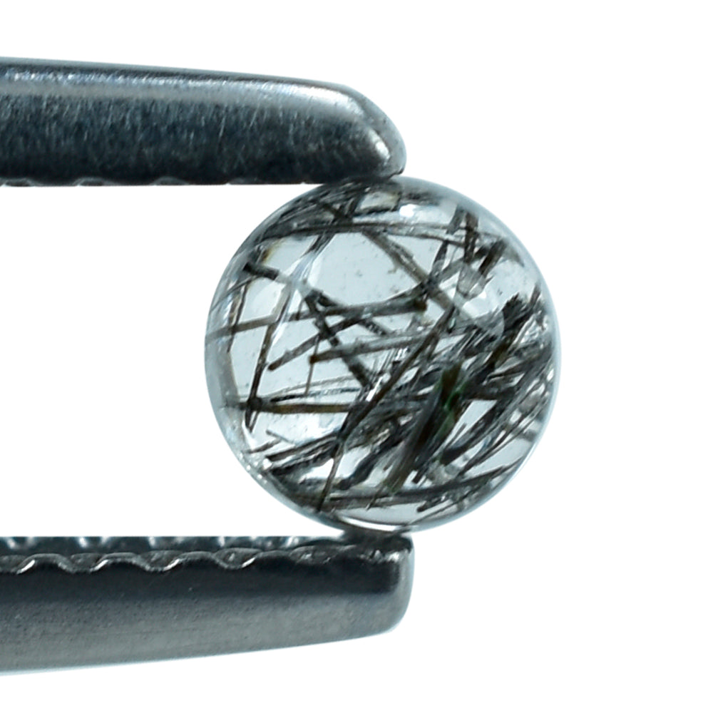 BLACK RUTILE QUARTZ ROUND CAB 4MM 0.27 Cts.