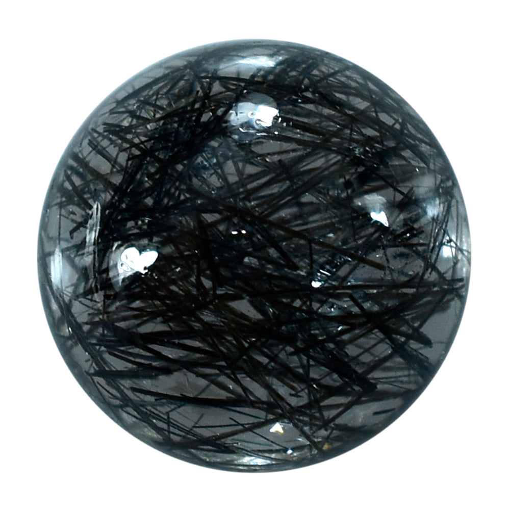 BLACK RUTILE QUARTZ ROUND CAB 10MM 3.81 Cts.