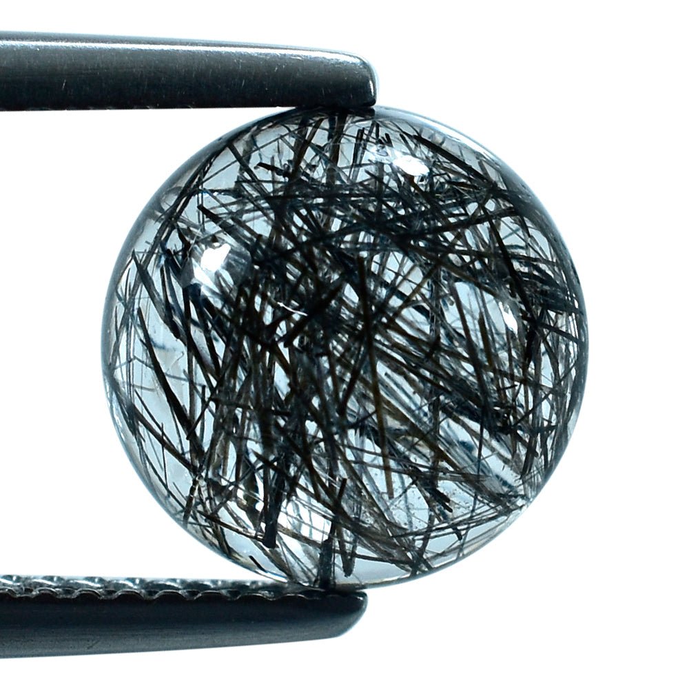 BLACK RUTILE QUARTZ ROUND CAB 10MM 3.81 Cts.