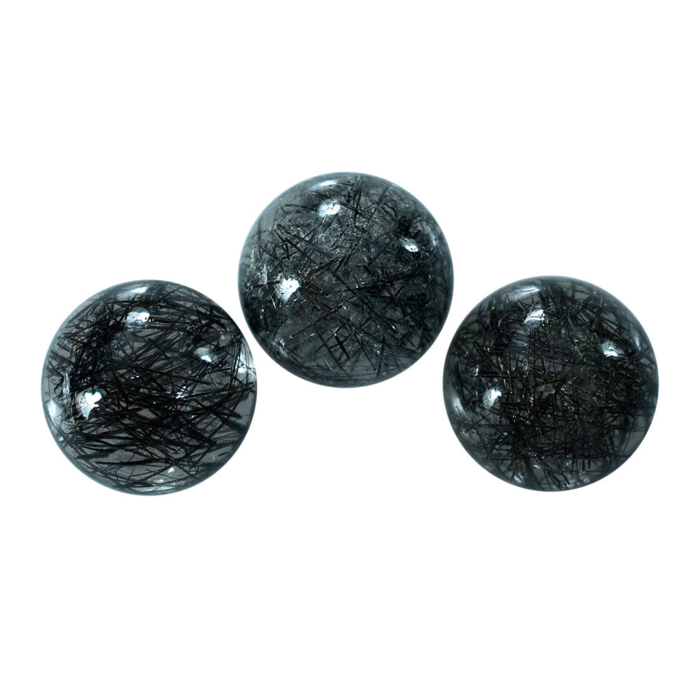 BLACK RUTILE QUARTZ ROUND CAB 10MM 3.81 Cts.