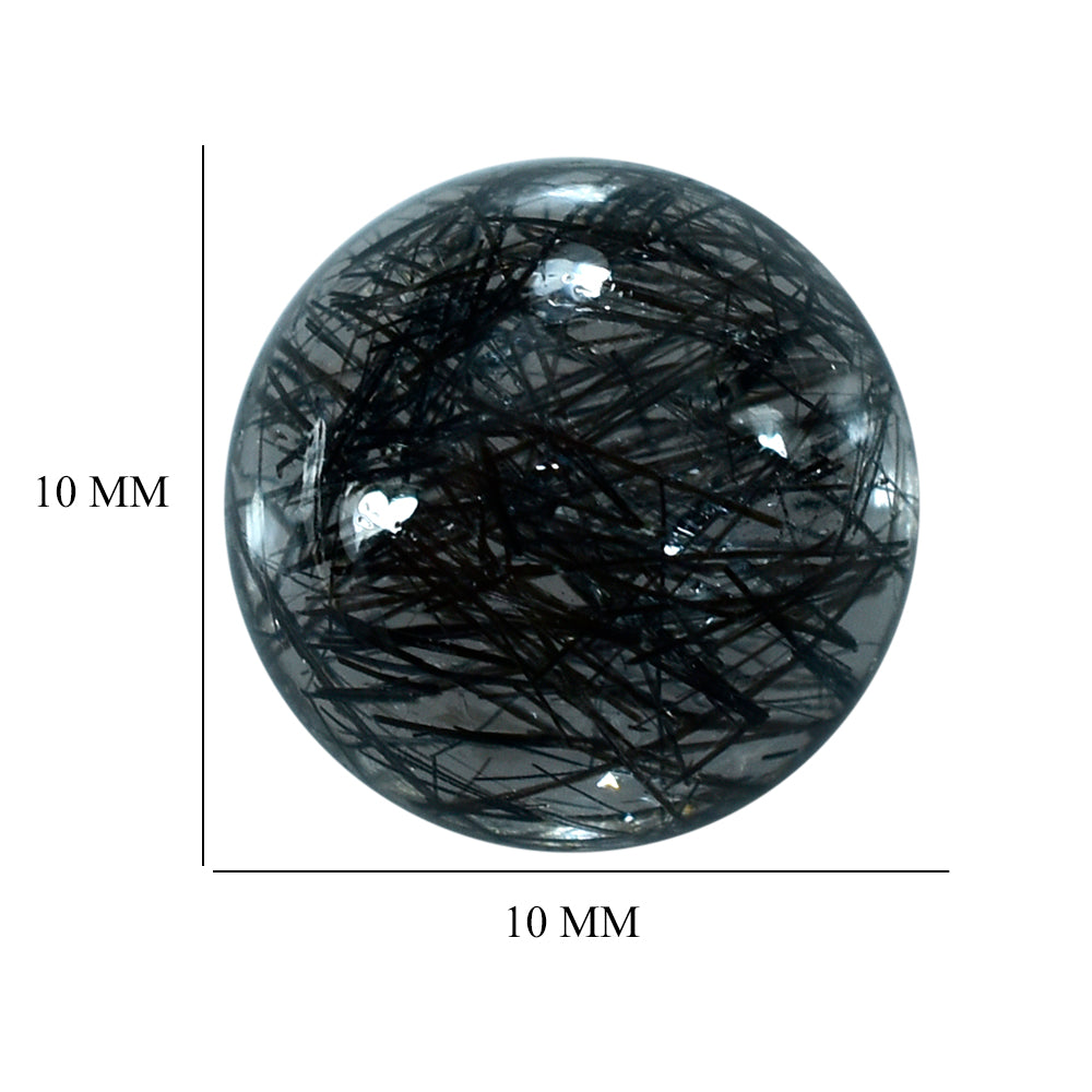 BLACK RUTILE QUARTZ ROUND CAB 10MM 3.81 Cts.